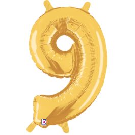 Gold Number 9 Foil Balloon 14 Inch - Milestone Party Decor - Image 1