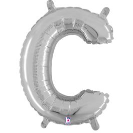 Silver Letter C Foil Balloon 14 Inch - 5-Pack - Image 1