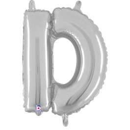 Silver Letter D Foil Balloon 14 Inch - Image 1