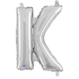 Silver Letter K Foil Balloon 14 Inch - Image 1