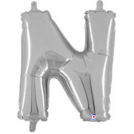 Silver Letter N Foil Balloon 14 Inch - Image 1
