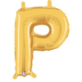 Gold Letter P Balloon 14 Inch - 5-Pack - Image 1