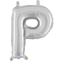 Silver Letter P Foil Balloon 14 Inch - 5-Pack - Image 1