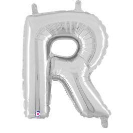 Silver Letter R Foil Balloon 14 Inch - Image 1