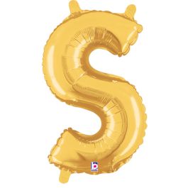 Gold Letter S Balloon 14 Inch - 5-Pack - Image 1