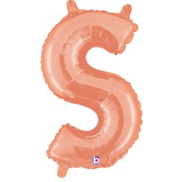 Rose Gold Letter S Balloon 14 Inch - 5-Pack - Image 1