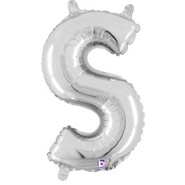 Silver Letter S Foil Balloon 14 Inch - Image 1
