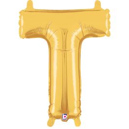 Gold Letter T Initial Foil Balloon - 14 Inch - Image 1