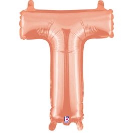 Rose Gold Letter T Balloon 14 Inch Foil - Initial Decoration - Image 1