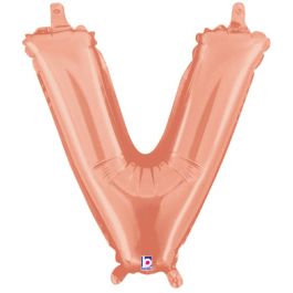 Rose Gold Letter V Foil Balloon 14 Inch - Image 1
