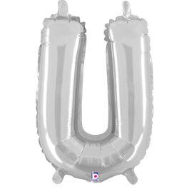 Silver Letter U Foil Balloon 14 Inch - Image 1