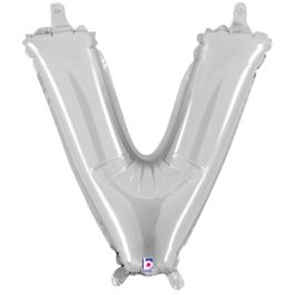 Silver Letter V Foil Balloon 14 Inch - Image 1