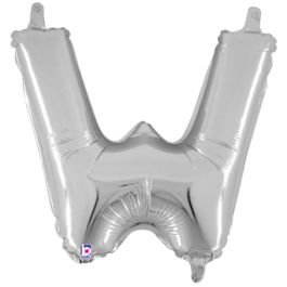 Silver Letter W Foil Balloon 14 Inch - Image 1