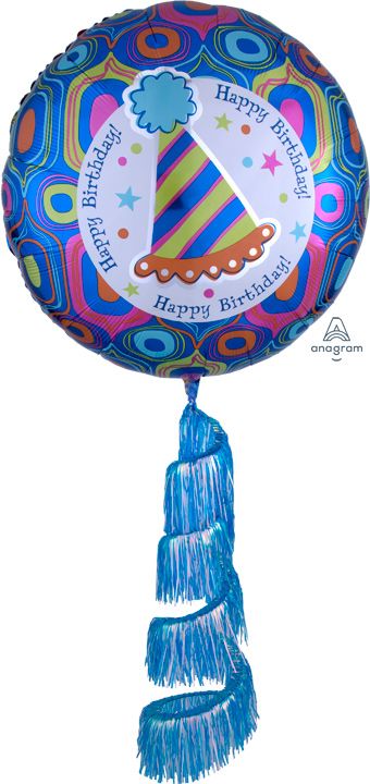 Happy Birthday Balloon 70" Foil with Tassel - Image 1
