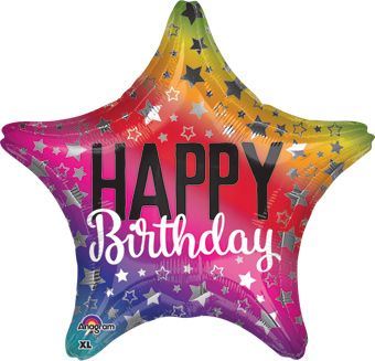 Happy Birthday Rainbow Balloon - 5-Pack - Image 1