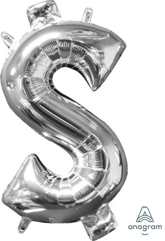 Silver Letter S Balloon - 5-Pack - Image 1