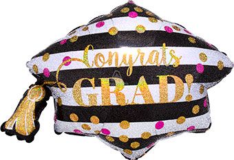 Grad Cap Balloons - 3-Pack - Image 1