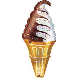 Ice Cream Cone Chocolate Swirl Foil Balloon 41 Inch - Image 1