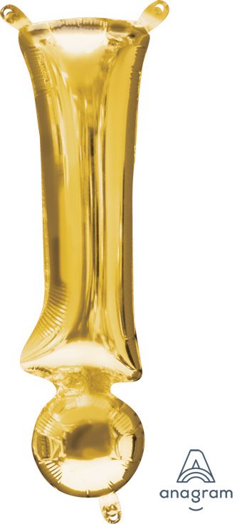 Gold Exclamation Point Balloons - 5-Pack - Image 1