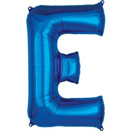 Blue Letter E Foil Balloon 32 Inch Large Shape Decoration - Image 1