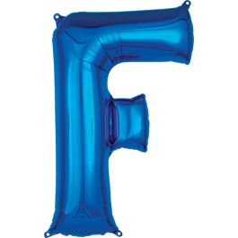 Blue Letter F Foil Balloon - Large Shape Decoration - Image 1