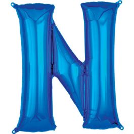 Blue Letter N Foil Balloon 32 Inch - Image 1