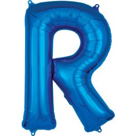 Blue Letter R Foil Balloon - 32 Inch Large Shape - Image 1