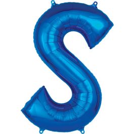 Blue Letter S Foil Balloon - Large Shaped Party Decor - Image 1