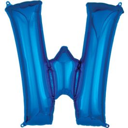 Blue Letter W Foil Balloon 33 Inch - Image 1