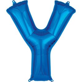 Blue Letter Y Foil Balloon 34 Inch - Image 1