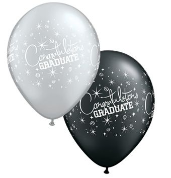 Graduate Balloons Black & Silver - 11C - Image 1