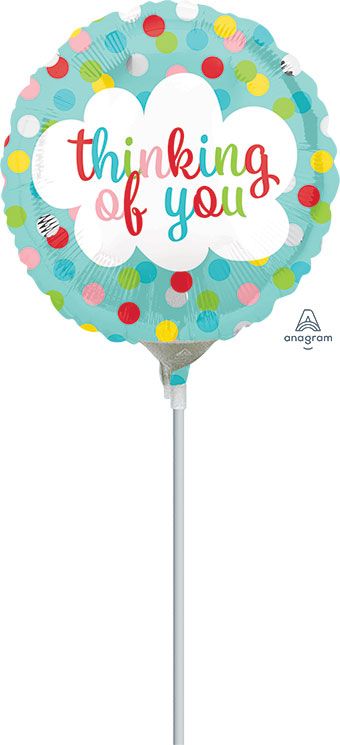 Thinking Of You Dots Foil Balloon 9 Inch Round - Anagram - Image 1