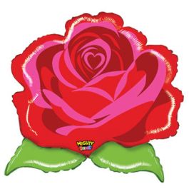 Bright Red Rose Foil Balloon 29" - 1 Count - Image 1