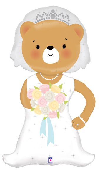 Bride Bear Balloon 43 Inch - Bridal Shower Wedding Decor - Image 1