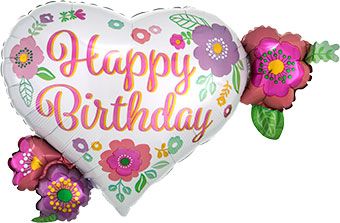 Happy Birthday Floral Balloon - 3-Pack - Image 1