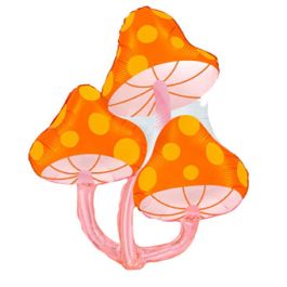 Orange Triple Mushroom Foil Balloon 40" - 3-Pack - Image 1