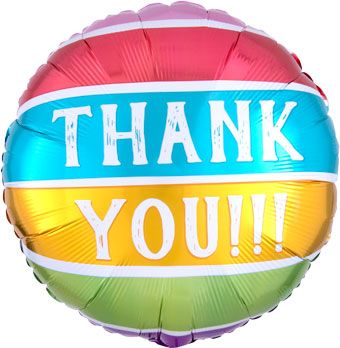 Thank You Balloon - 5-Pack Rainbow Striped - Image 1