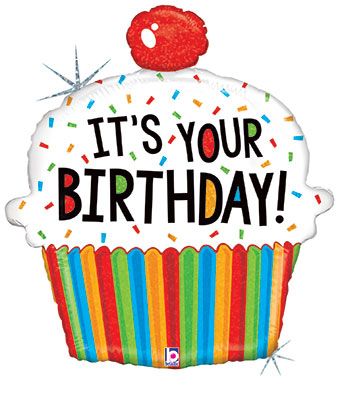It's Your Birthday Cupcake Balloon - 3-Pack - Image 1