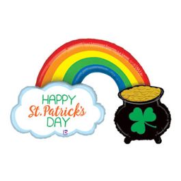St Patrick's Day Rainbow Pot of Gold Foil Balloon 47 Inch - Image 1