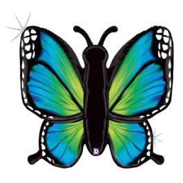 Blue Butterfly Foil Balloon 46 Inch Large Shape Decor - Image 1