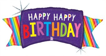 Rainbow Birthday Banner 46" - Party Supplies - Image 1