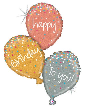 Birthday Balloons 18" Foil - Rose Gold Confetti - Image 1