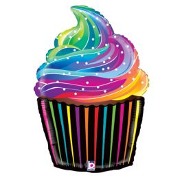 Rainbow Cupcake Foil Balloon 27 Inch - 1 Count - Image 1