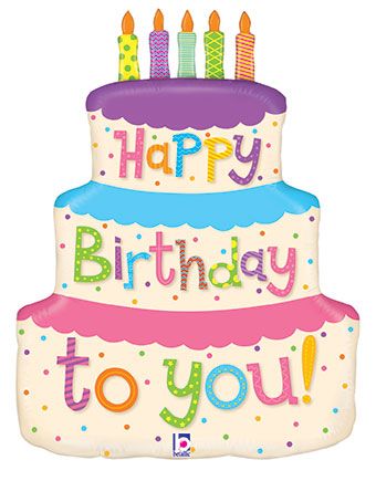 Happy Birthday Cake Balloon - 3-Pack - Image 1