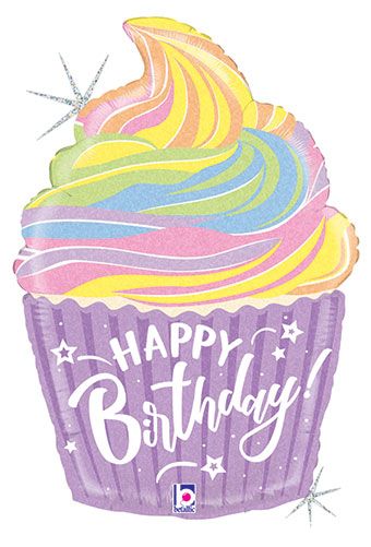 Pastel Cupcake Balloon - 3-Pack - Image 1