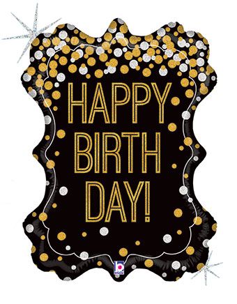 Happy Birthday Balloon 34" Foil - Metallic Frame - Image 1