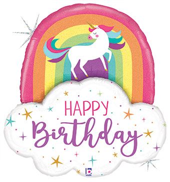 Rainbow Unicorn Balloon 35" Foil - Birthday Party - Image 1