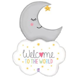 Welcome to the World Baby Moon Foil Balloon 42 Inch - Image 1