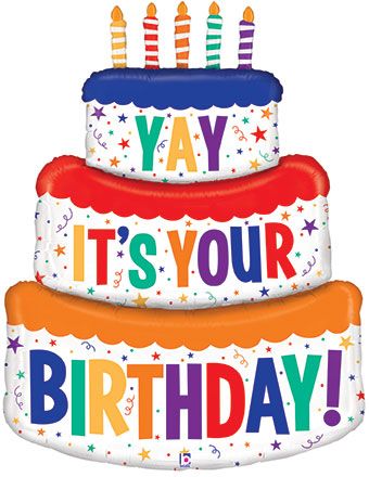 Birthday Cake Balloon 48" Foil - YAY IT'S YOUR BIRTHDAY - Image 1