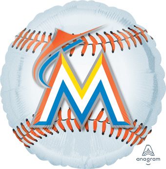 Miami Marlins Baseball Balloons - 5-Pack - Image 1